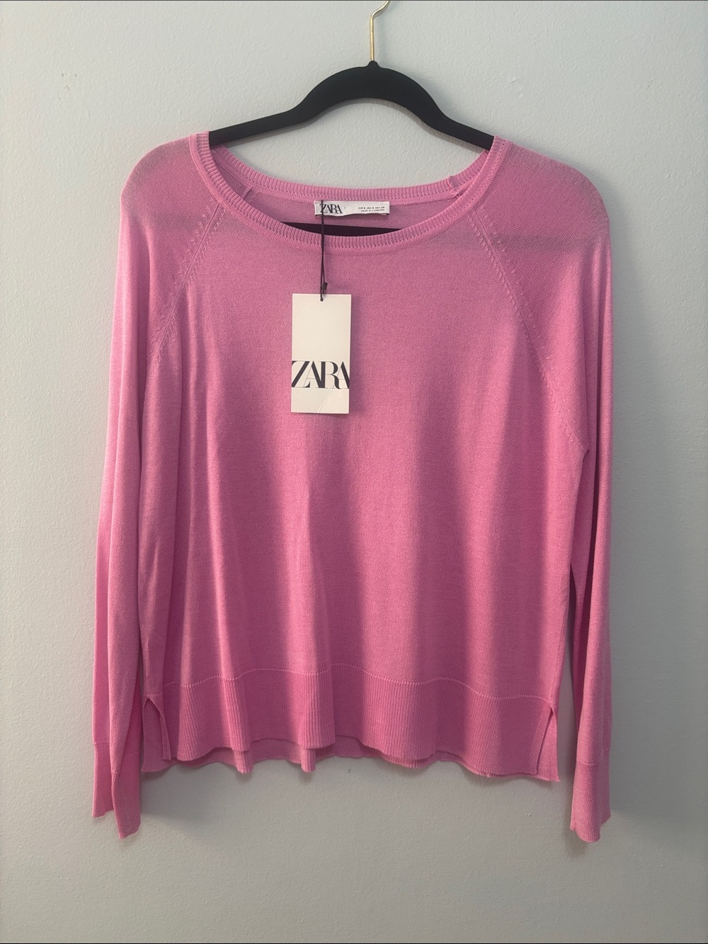 ZARA Bubblegum Pink Lightweight Crewneck Sweater